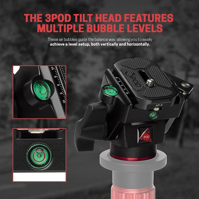 3Pod Tilt Head with Arca-Type Quick Release and Lever-Lock Clamp