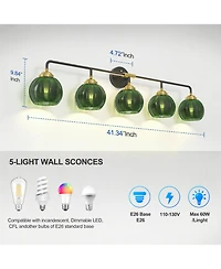 Busdays 5 Light Bathroom Vanity Light Fixture Modern Wall Light with Glass Shades for Mirror Kitchen Dining Room Bedroom Bulb Not Included