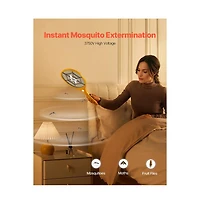 Sugift Electric Fly Swatter Rechargeable 3 Layer Mesh Zapper Racket