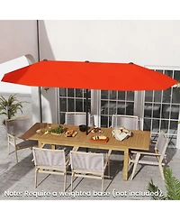 Gouun 13 ft Double-Sided Table Market Umbrella with Crank Handle and 12-Rib Frame