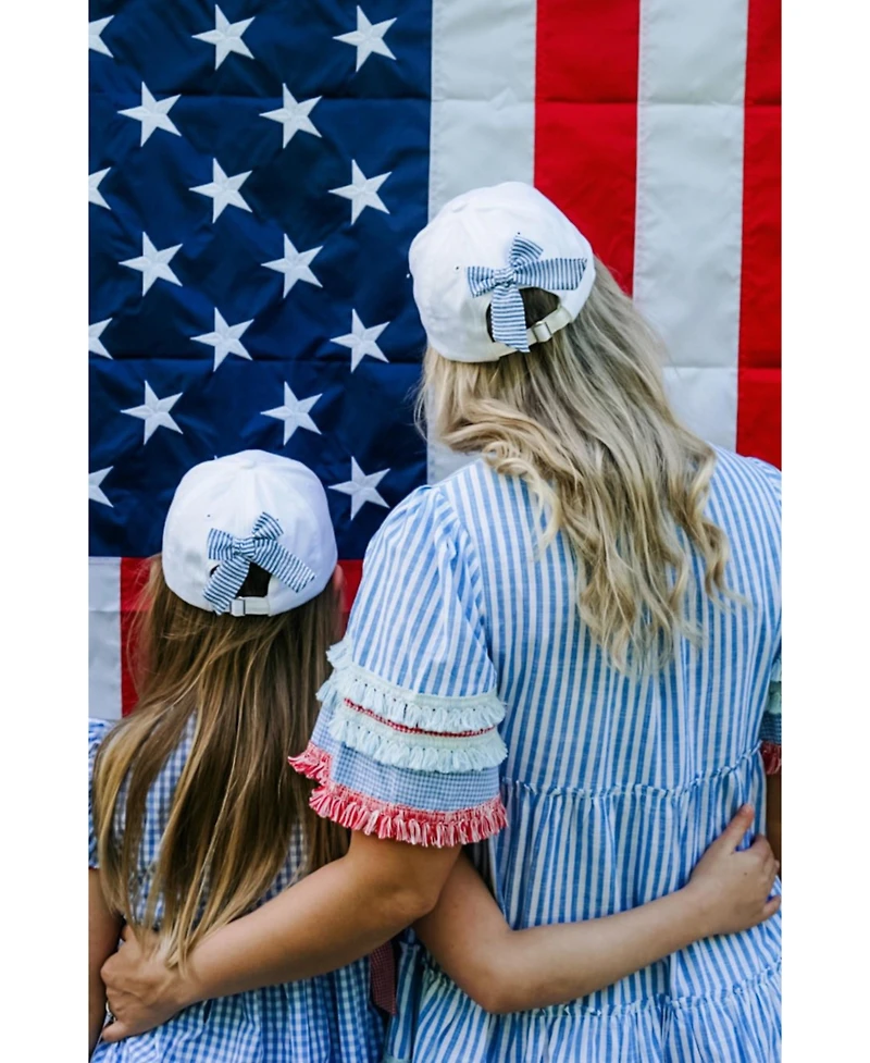 Bits and Bows Women's American Flag Bow Baseball Hat
