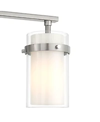 Possini Euro Design Kazran Modern Wall Light Brushed Nickel Hardwire 21 1/4" 3-Light Fixture Frosted Glass for Mirror Vanity