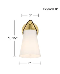360 Lighting Ashley 10 1/2" High Antique Brass and Leather Wall Sconce