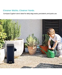 Home Zone Living 3 Gallon Slim Rectangular Dog Waste Trash Can with Bag Holder, Stainless Steel, Matte Navy with Trash Bags