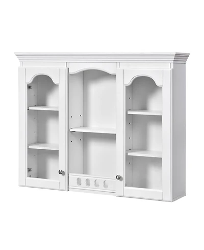 Busdays Wall Mounted Medicine Cabinet Bathroom Cabinet 2 Glass Doors Over Toilet Space Saver Storage