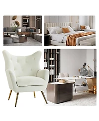 Hulala Home Avianna Wide Tufted Velvet Wingback Chair