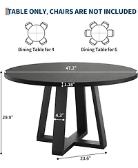 gaomon Dining Table for 4-6, 47 Inch Round Table, Farmhouse Circle Kitchen Room, Kitchen, Living Modern