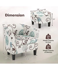 Slickblue Upholstered Fabric Tub Chair with Ottoman Set, Modern Accent Chair for Living Room