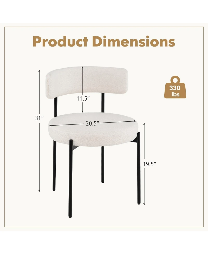 Slickblue Modern Boucle Dining Chair Set of 4 with Curved Back and Metal Frame Legs