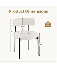 Slickblue Modern Boucle Dining Chair Set of 4 with Curved Back and Metal Frame Legs