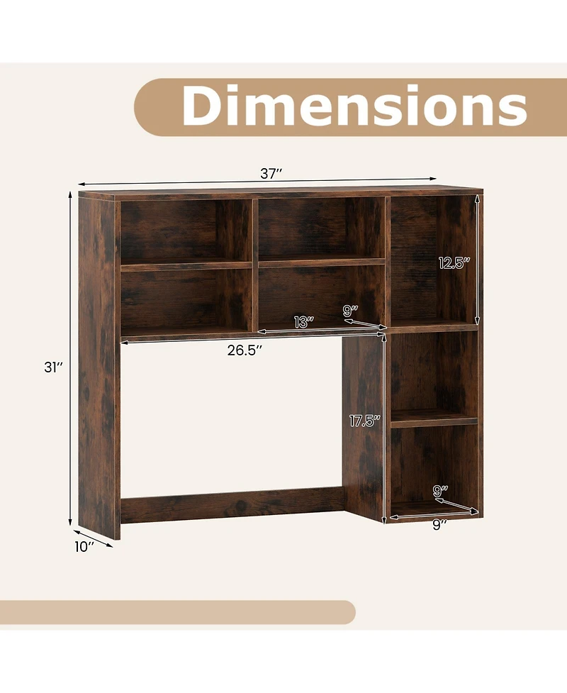 Slickblue Desktop Bookshelf with 7 Cubbies and 3 Adjustable Shelves