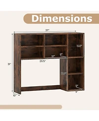Slickblue Desktop Bookshelf with 7 Cubbies and 3 Adjustable Shelves