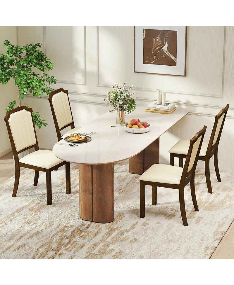 Slickblue Modern Pu Leather Dining Chairs Set of 2 with Solid Rubber Wood Frame Support