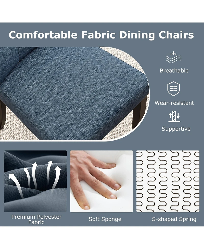 Slickblue Tufted Dining Chairs Set of 2, Armless Design with Durable Rubber Wood Legs