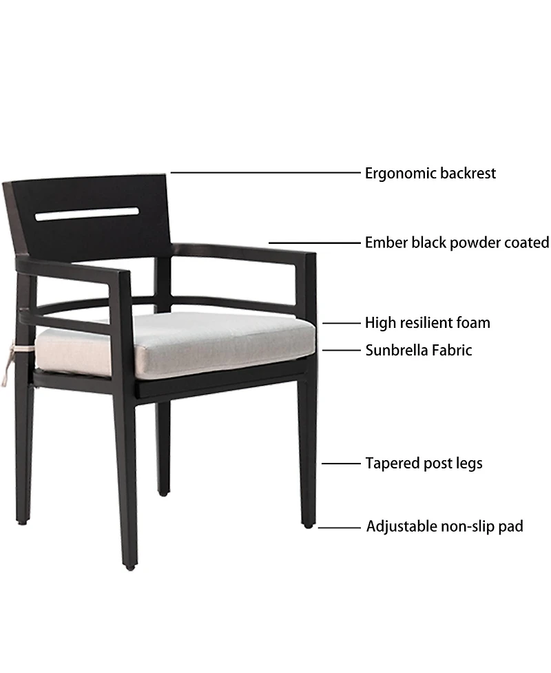 Flynama 5-Piece Outdoor Patio Aluminum Furniture, including 4 Dining Chairs Sunbrella Fabric Cushioned with Umbrella Hole