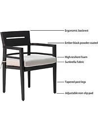 Flynama 5-Piece Outdoor Patio Aluminum Furniture, including 4 Dining Chairs Sunbrella Fabric Cushioned with Umbrella Hole