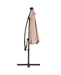 Sugift 10 ft Solar Led Offset Patio Umbrella with 360 Degree Rotation