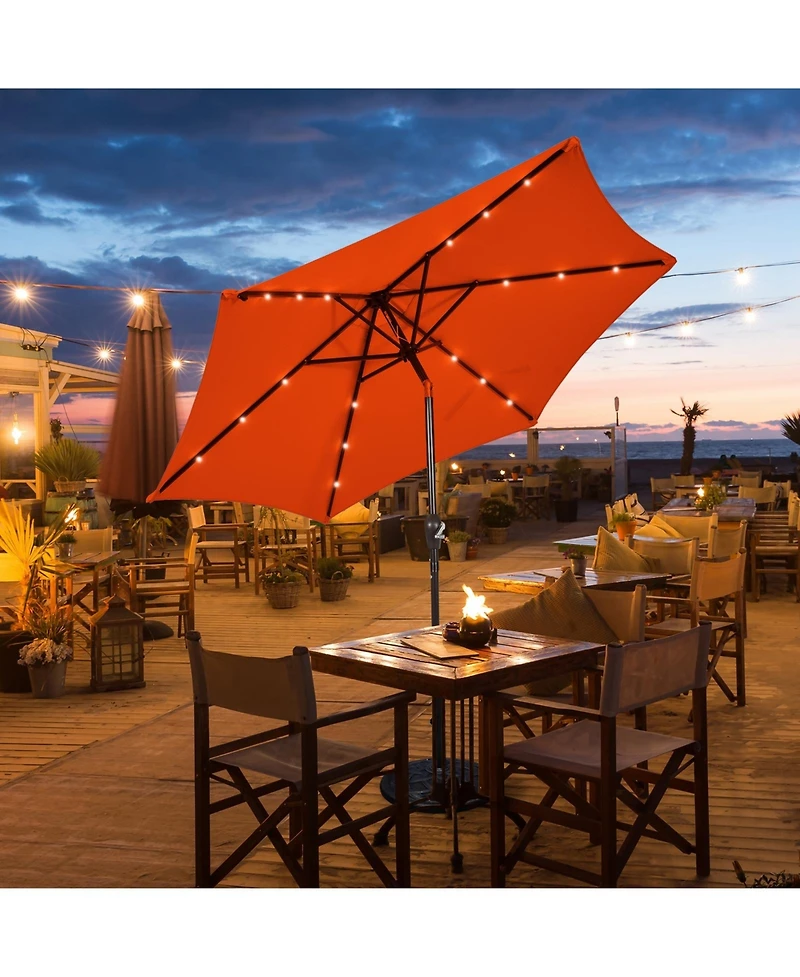 Sugift 9 ft Solar Led Patio Market Umbrella with Tilt and Crank