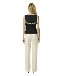 Modenaire Women's Sleeveless Ruffle-Trim Peplum Top