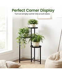 Gymax Metal Plant Stand Indoor Outdoor Tall Corner Flower Pot Holder Display Rack