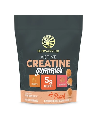 Sunwarrior Active Creatine Gummies Peach 90 Count 5g Creatine