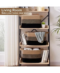 Gnuadz 3 Piece Woven Storage Baskets Rectangle Organizer Bins Gift Basket