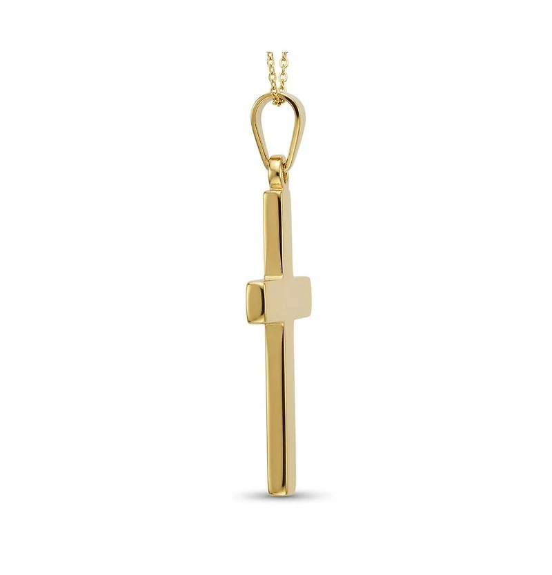 Curata Jewelry Solid 18k Yellow Gold Small Flat Square Cross Pendant