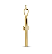 Curata Jewelry Solid 18k Yellow Gold Small Flat Square Cross Pendant
