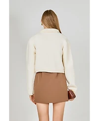 endless rose Women's Cardigan Featuring Braided Trim And Bow Accents