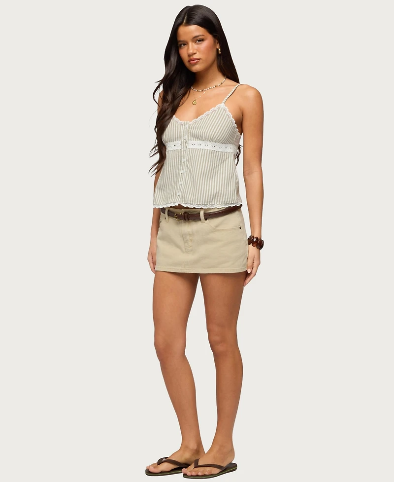 Edikted Women's Elodie Lacey Striped Tank Top