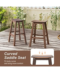 Gymax 3PCS Outdoor Hdpe Bar Table and Chair Set for 2 Footrests for Garden Yard Pool