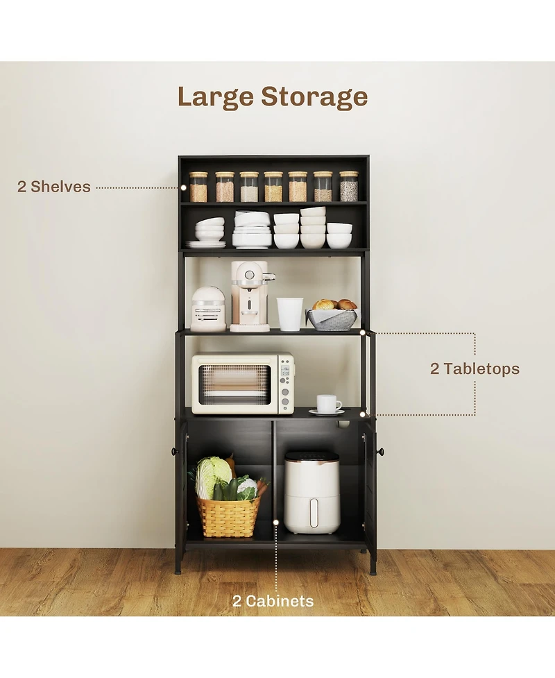 Homcom Baker's Rack, Bar Cabinet with Power Outlet
