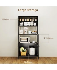 Homcom Baker's Rack, Bar Cabinet with Power Outlet