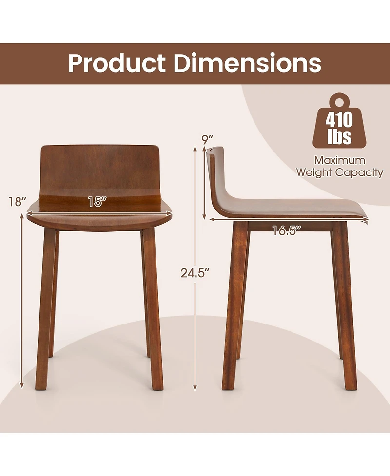 Slickblue Set of 2 Wooden Dining Chairs for Kitchen, Farmhouse Style Armless Side Chairs