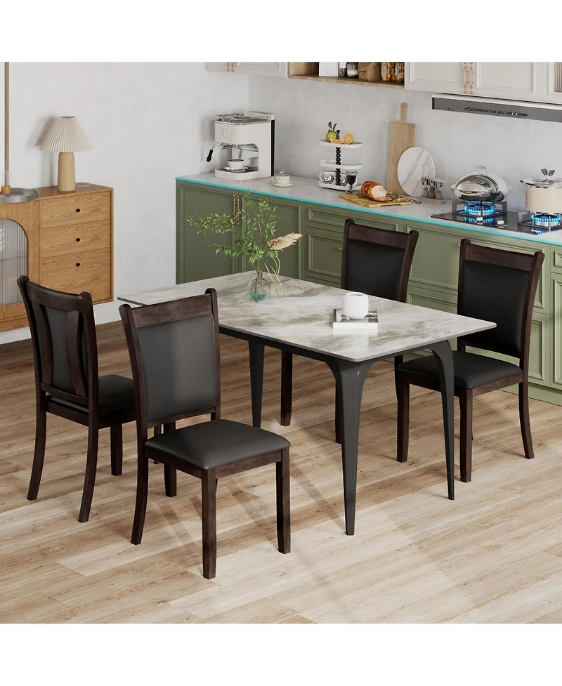 Slickblue Set of 2 Faux Leather Dining Side Chairs with Cushioned Seat for Kitchen and Dining Room