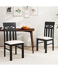 Slickblue Dining Chairs Set of 2 Rubber Wood Frame with High Back Seat