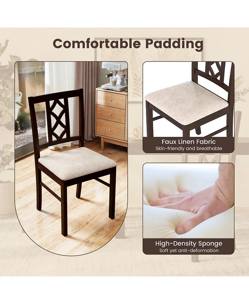 Slickblue Rubber Wood Dining Room Chairs Set of 2 Hollow Back Design