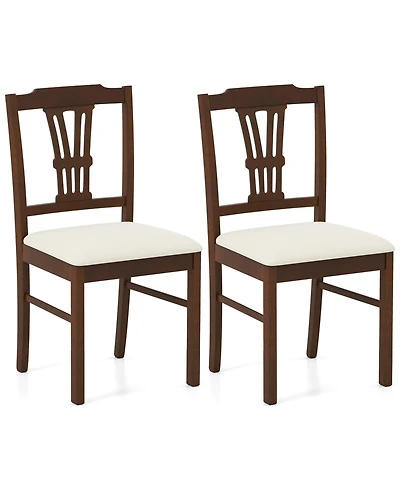 Slickblue Wooden Dining Chair Set of 2 with Upholstered Seat and Wood Frame