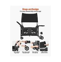 Sugift 4 Seat Wagon Stroller 330 lb Foldable Push Pull with Canopy