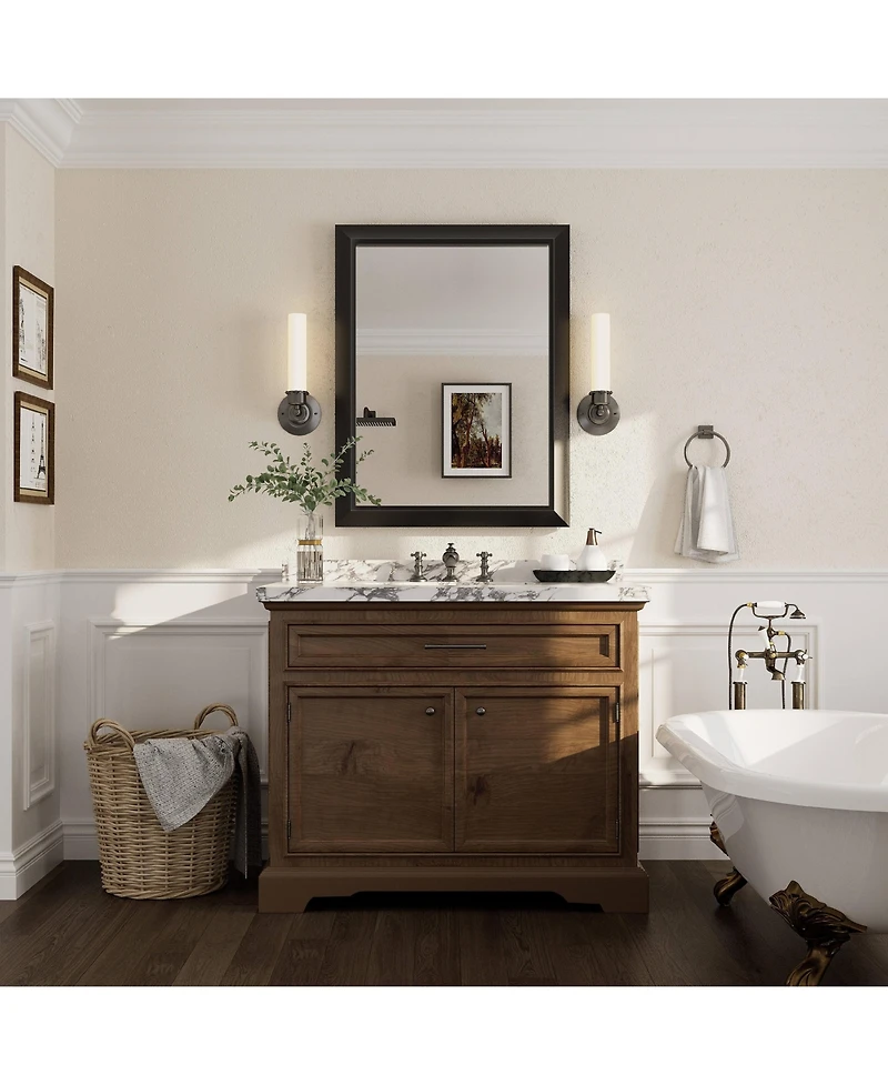 Apmir 28" x 36" Inch Thick Metal Framed Wall Mirrors for Bedroom