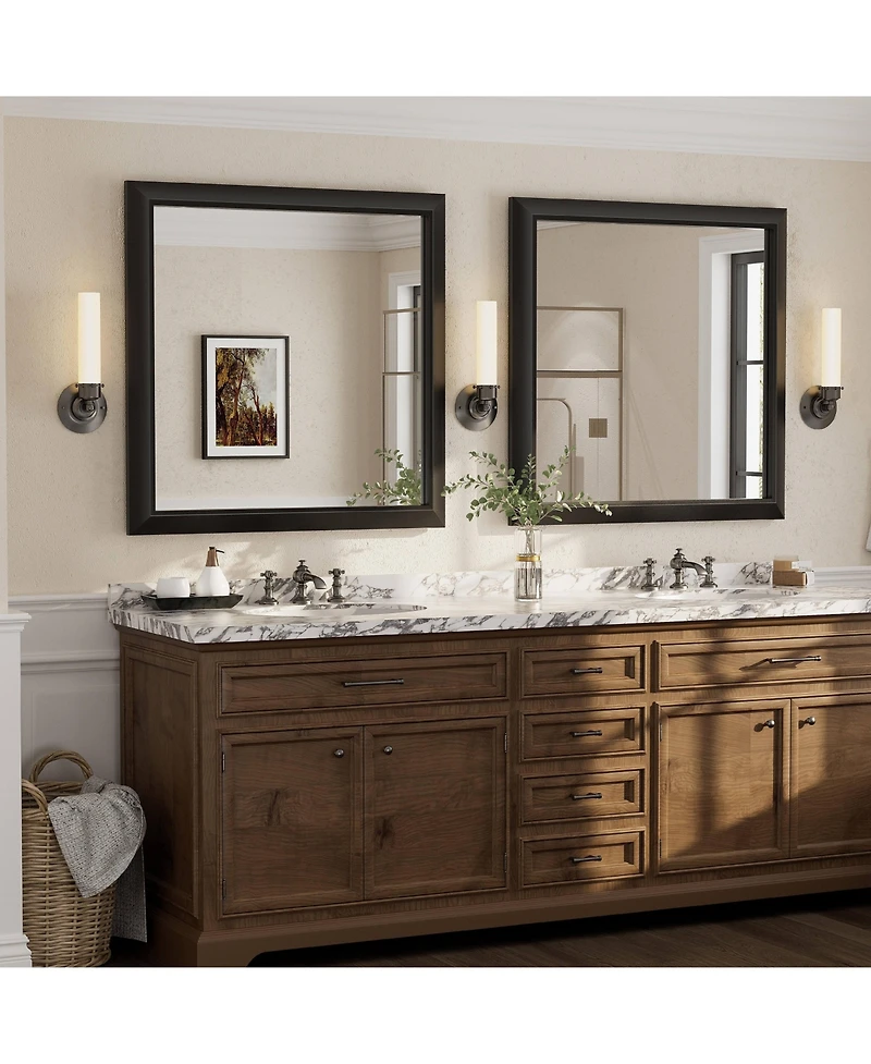 Apmir 36" x 36"-Inch-Thick Metal Framed Wall Mirrors for Bedroom