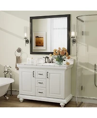 Apmir 36" x 40" Inch Thick Metal Framed Wall Mirrors for Bedroom