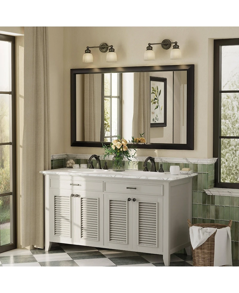 Apmir 55" x 32" Inch Thick Metal Framed Wall Mirrors for Bedroom