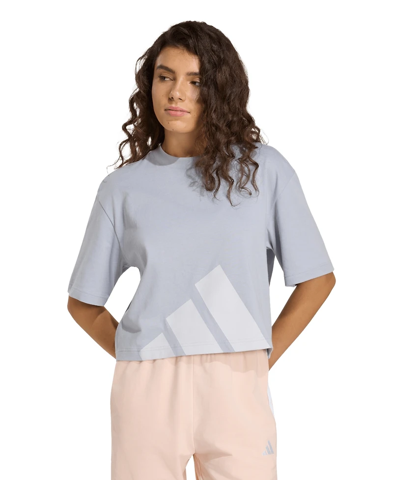 adidas Women's Cotton Logo Boxy Short-Sleeve T-Shirt