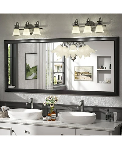 Apmir 72" x 32" Inch Thick Metal Framed Wall Mirrors for Bedroom