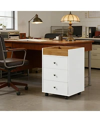 Clihome 3-Drawer Mobile File Cabinet, Under Desk Office Storage Cabinet with Removable Trayand Wheels
