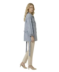 Modenaire Women's Floral Jacquard Belted Waist Jacket