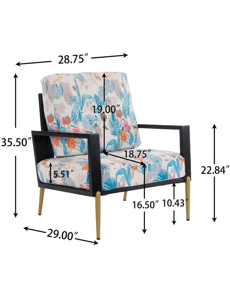 Rainsken Velvet Upholstered Armchair, Accent Chair with Solid Wood Frame and Metal Legs for Living Room, Balcony Bedroom