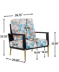 Rainsken Velvet Upholstered Armchair, Accent Chair with Solid Wood Frame and Metal Legs for Living Room, Balcony Bedroom