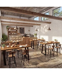 Tribesigns 63" Solid Wood Bar Table, Commercial Grade Counter Height Table with Metal Legs, Heavy Duty Long Pub Table